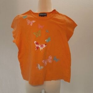 3/15 Lands End summer cotton shirt butterfly graphics little girl M EUC vtg 90s